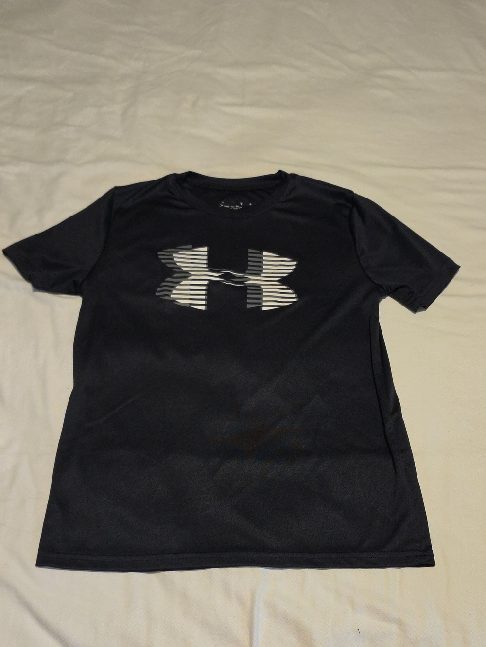 Under Armour Kids Black Tee with Striped Logo YL